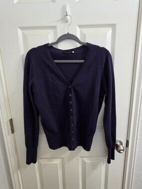 Cotton On Navy Blue V‑Neck Cardigan Sweater – Women’s Large (Pre‑Loved)